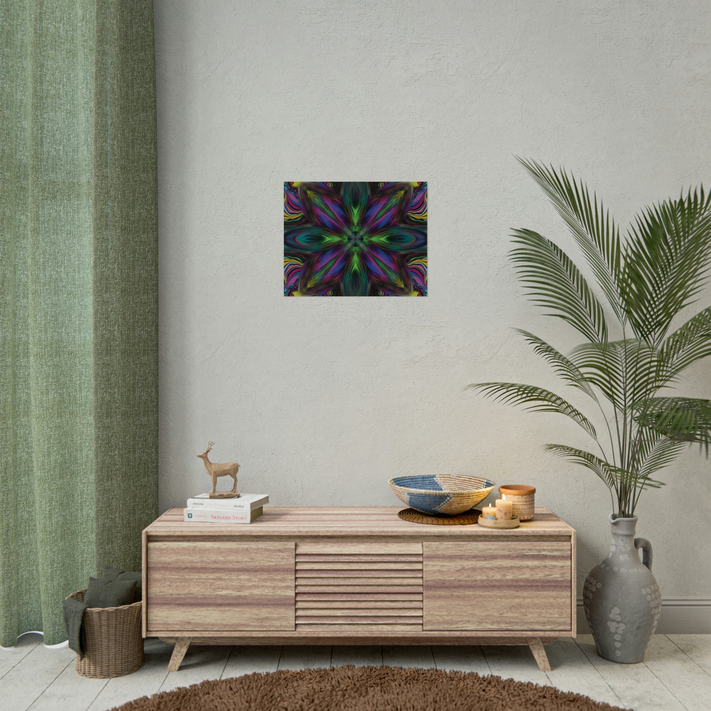 Rainbow Abstract Flower Energy Art Poster - Portal to Relaxation and Imagination