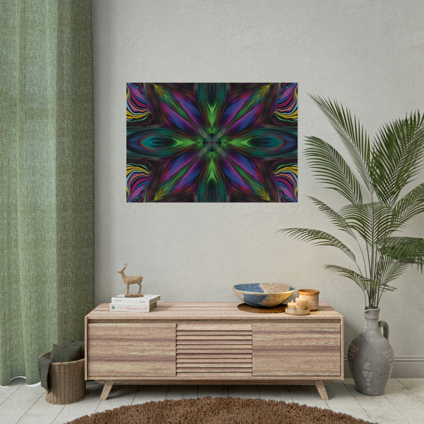Rainbow Abstract Flower Energy Art Poster - Portal to Relaxation and Imagination