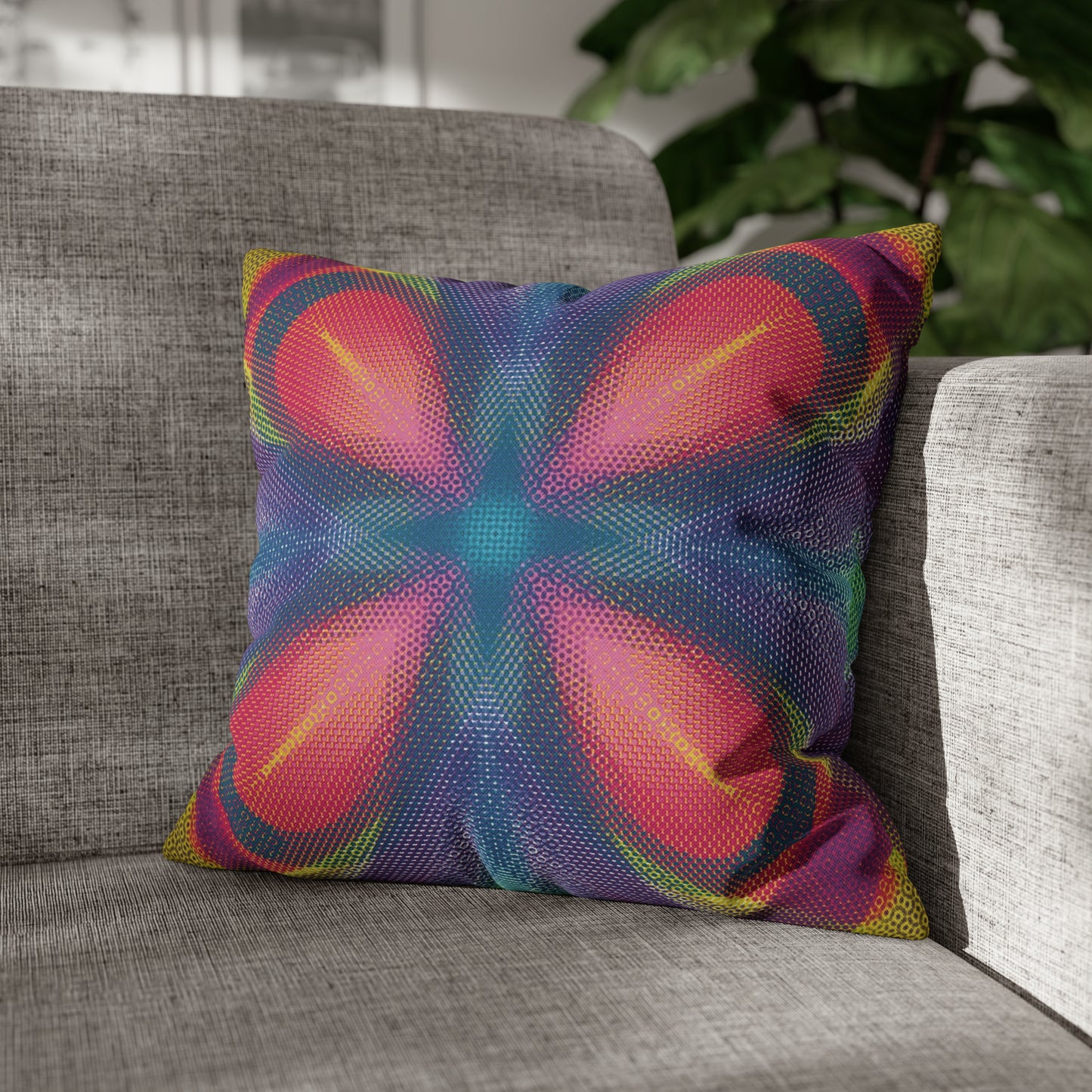 Energetic Flower Spun Polyester Square Pillow Case